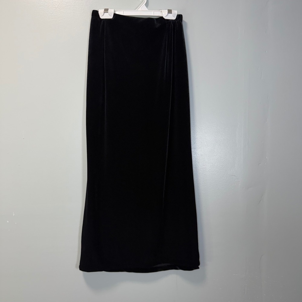 Vintage Chicos Design Black Velvet Maxi Skirt Size 0 US Small USA Made